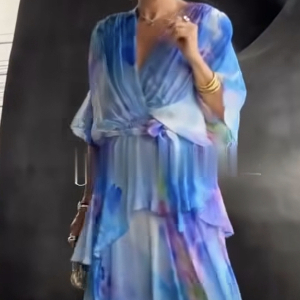 Blue Tiered Ruffled Maxi dress